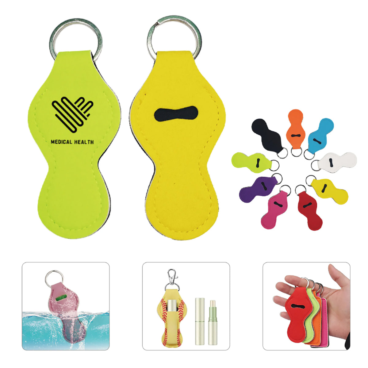 HUPSTL014 Neoprene Chapstick Holder Keychain