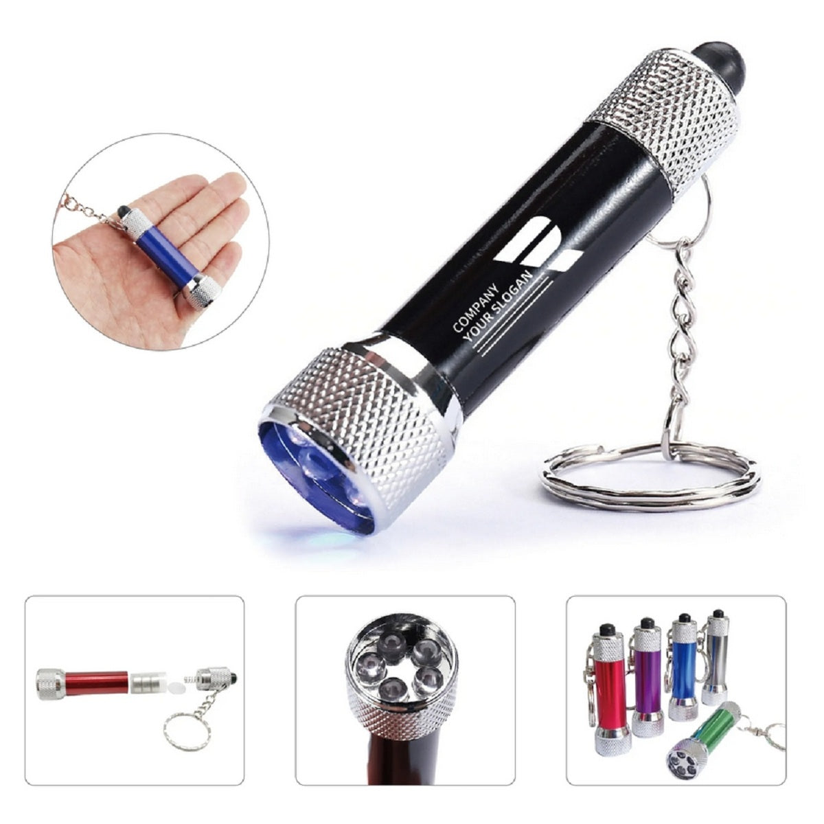 HUPSTL027 Bright Metal LED Mini Flashlight Keychain