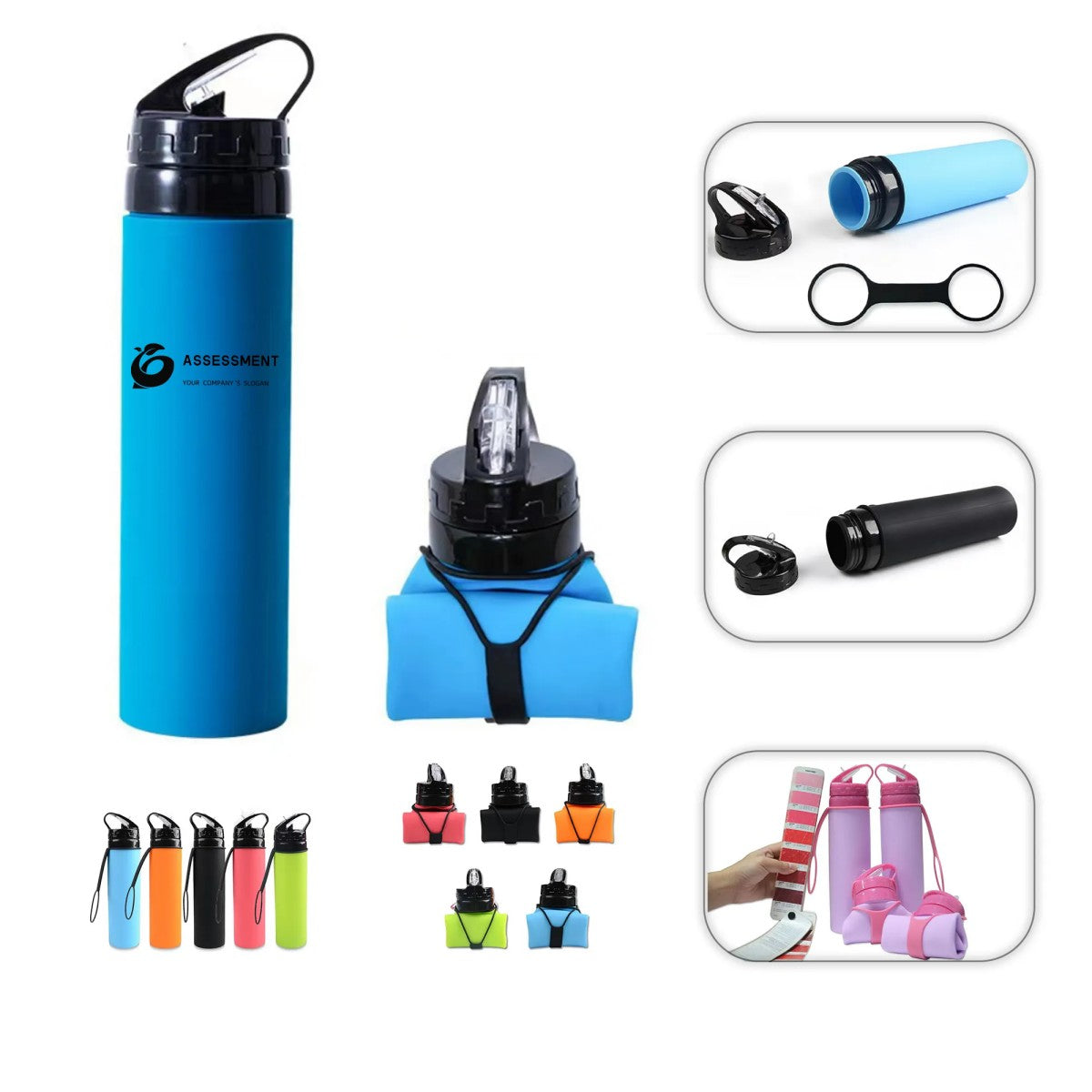 HUPSTL039 20 OZ Collapsible Silicone Water Bottle