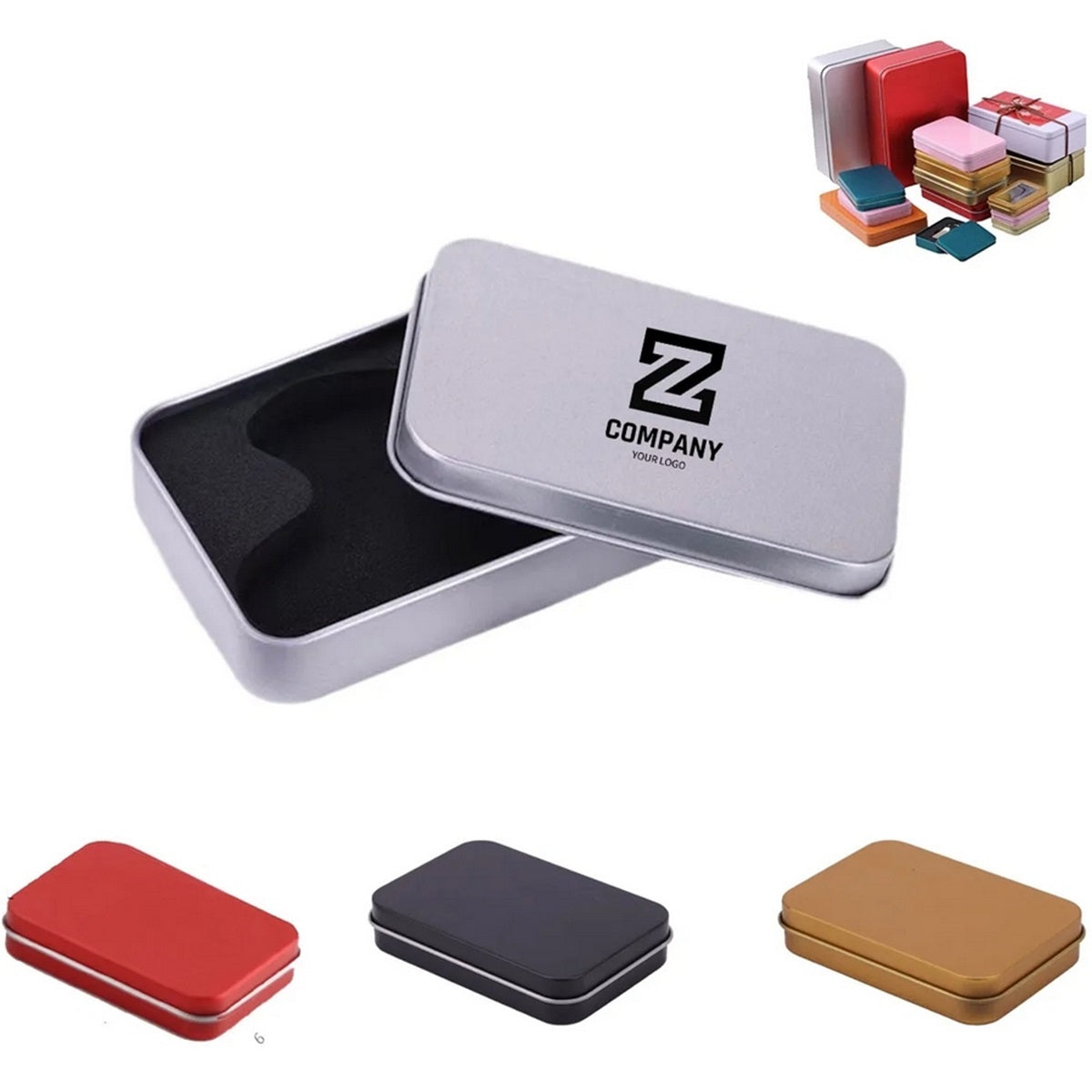HUPSTL066 2.4"X0.4" Mini Silde Cover Tin Storage Box