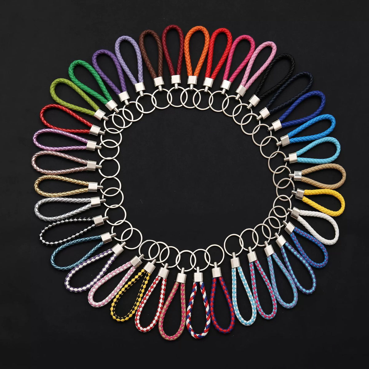 HUPSTL081 Braided PU Leather Keychain