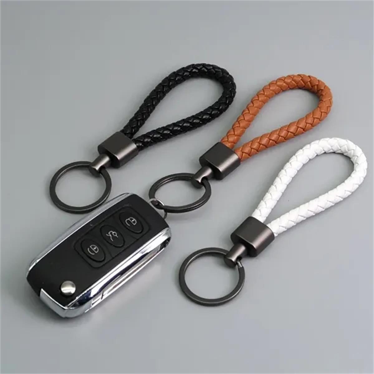 HUPSTL081 Braided PU Leather Keychain