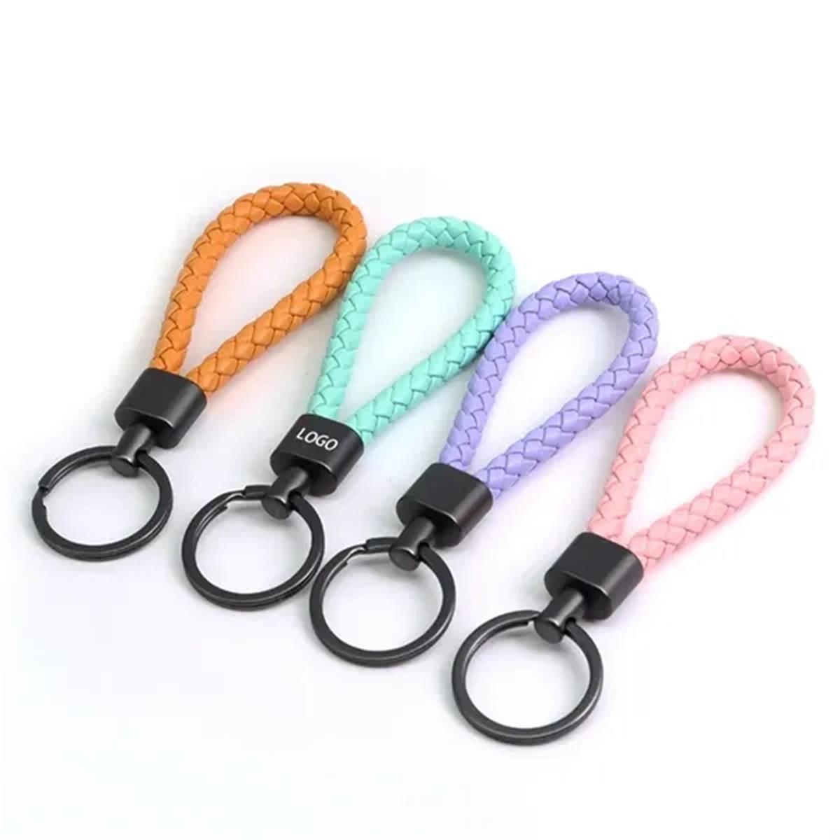 HUPSTL081 Braided PU Leather Keychain