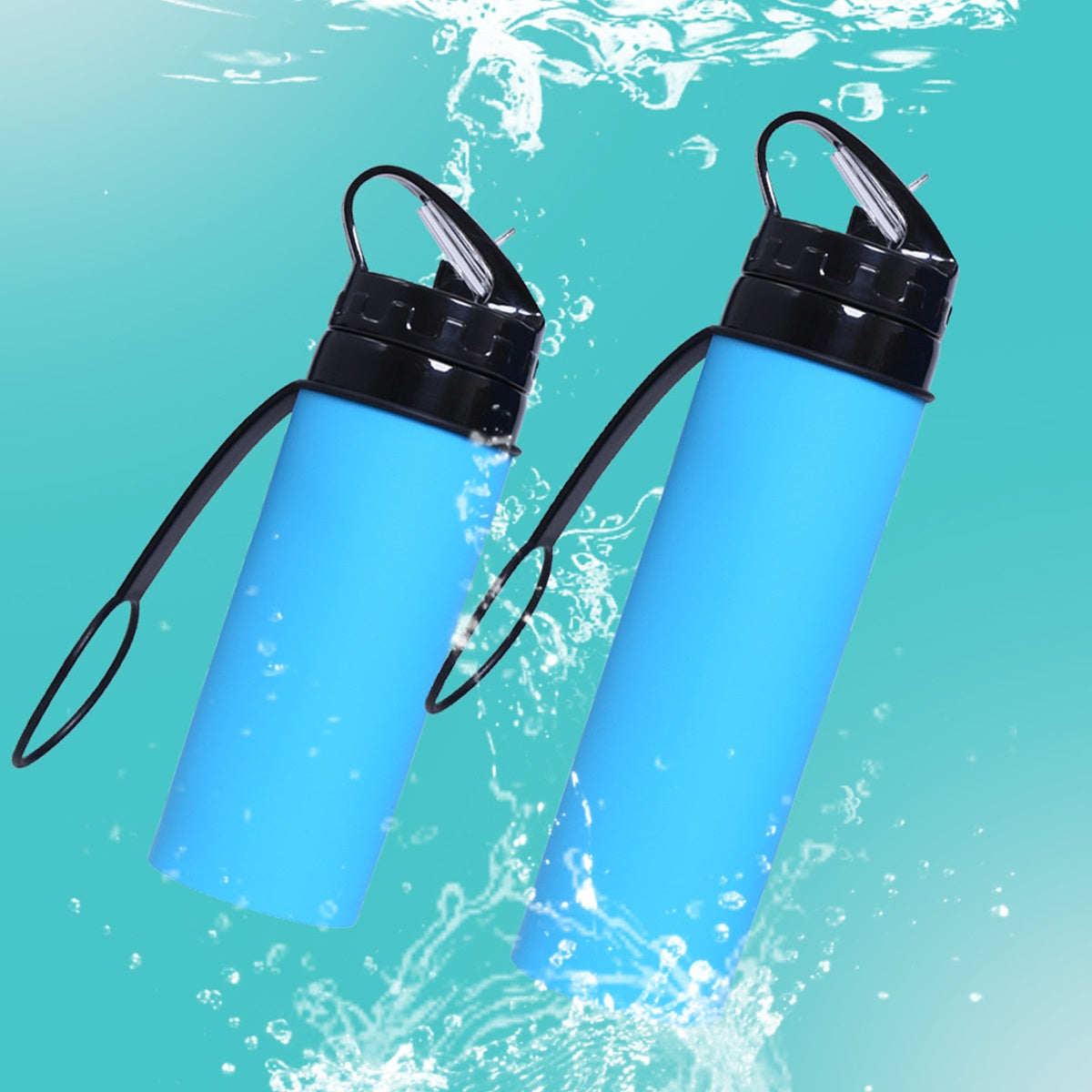 HUPSTL087 20 Oz Silicone Foldable Folding Sports Bottle