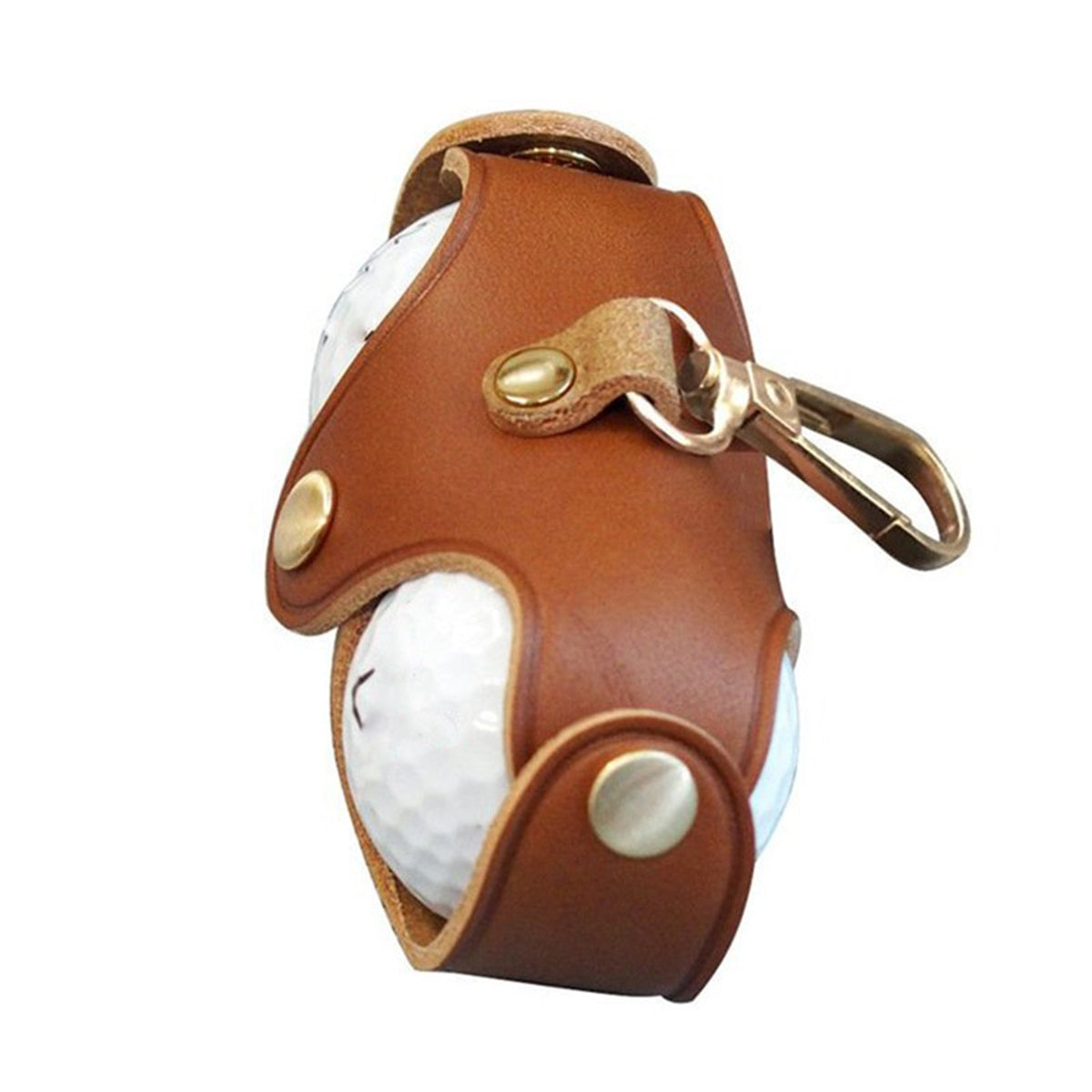 HUPSTL093 Portable Leather Golf Ball Carrier W/ Carabiner