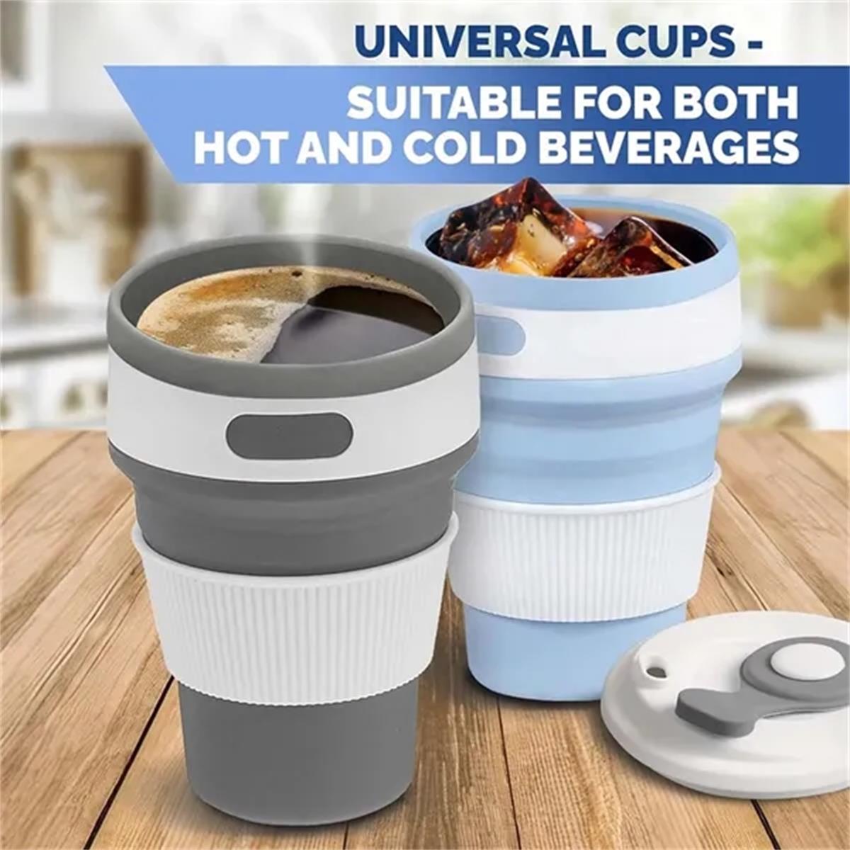 HUPSTL134 12 OZ Collapsible Foldable Silicone Travel Cup with Straw