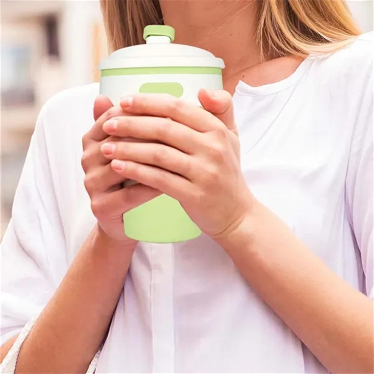 HUPSTL134 12 OZ Collapsible Foldable Silicone Travel Cup with Straw