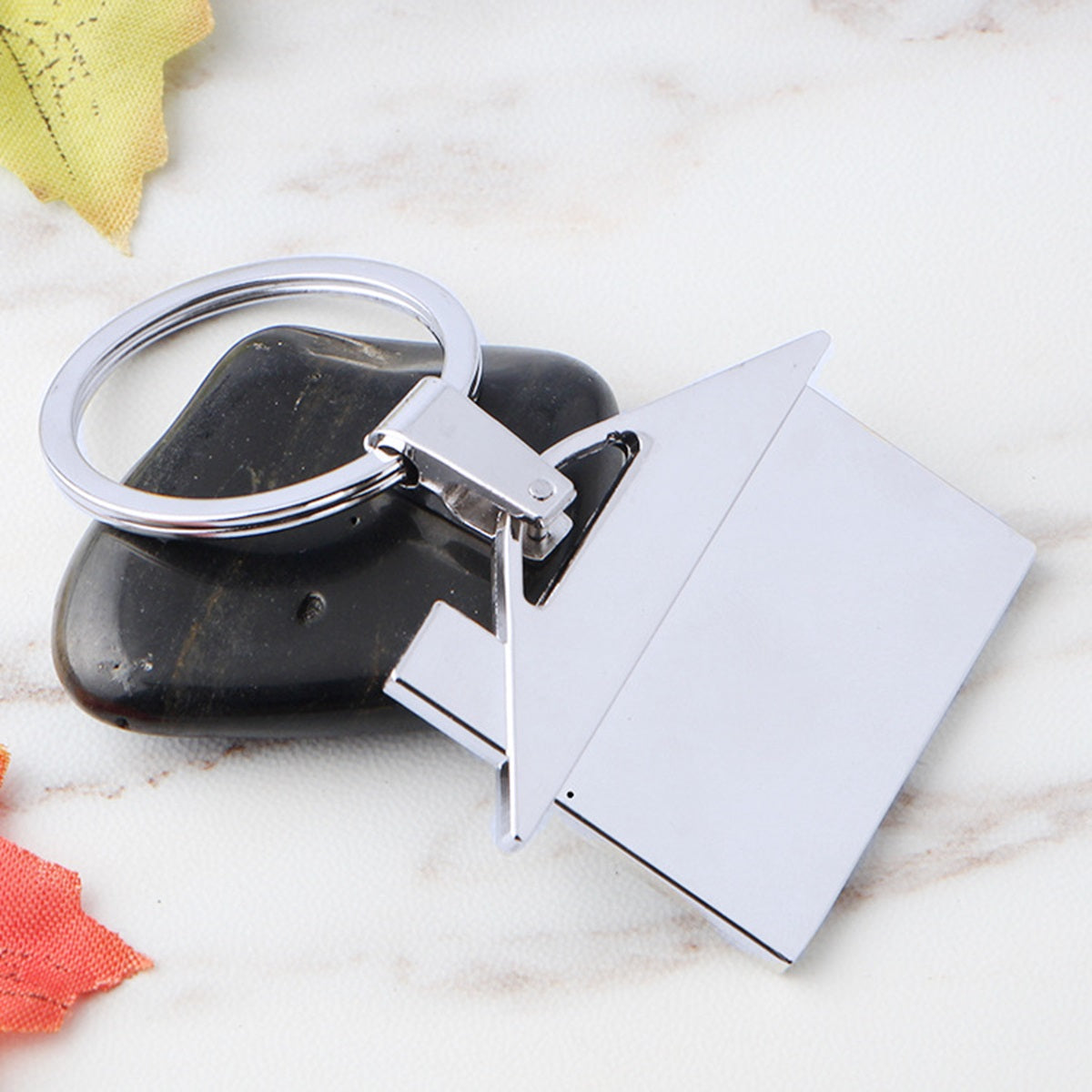 HUPSTL142 House Shaped Metal Keyring