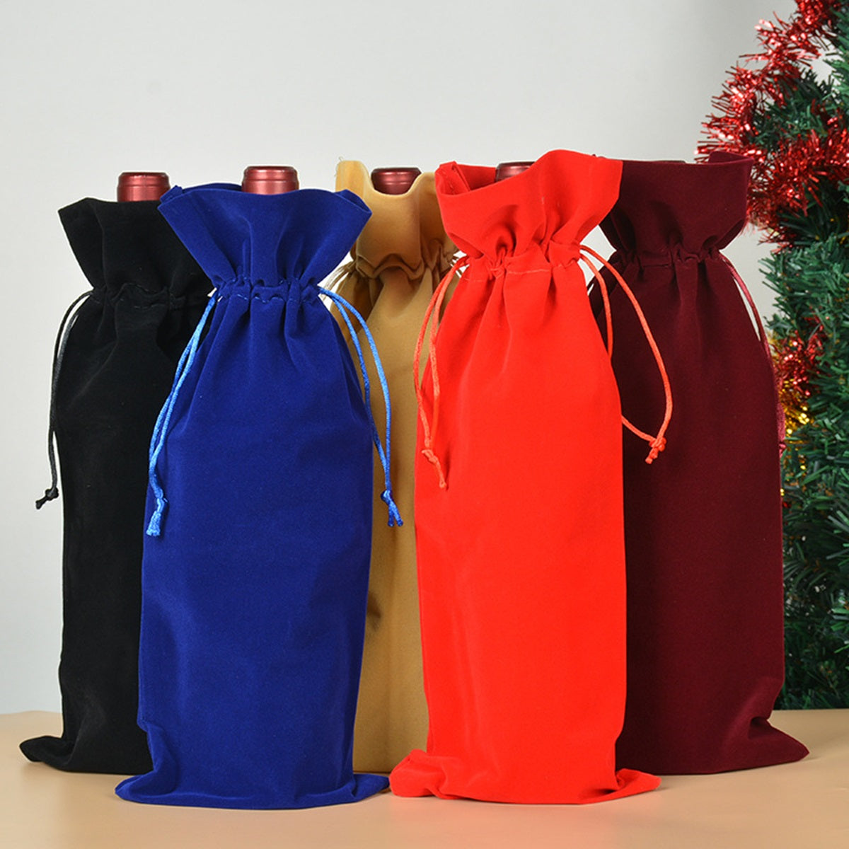 HUPSTL144 Burlap Wine Bottle Bags With Drawstring