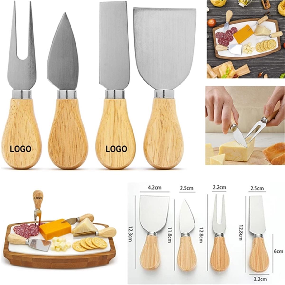 HUPSTL164 Cheese Knifives W/Wooden Handle Set