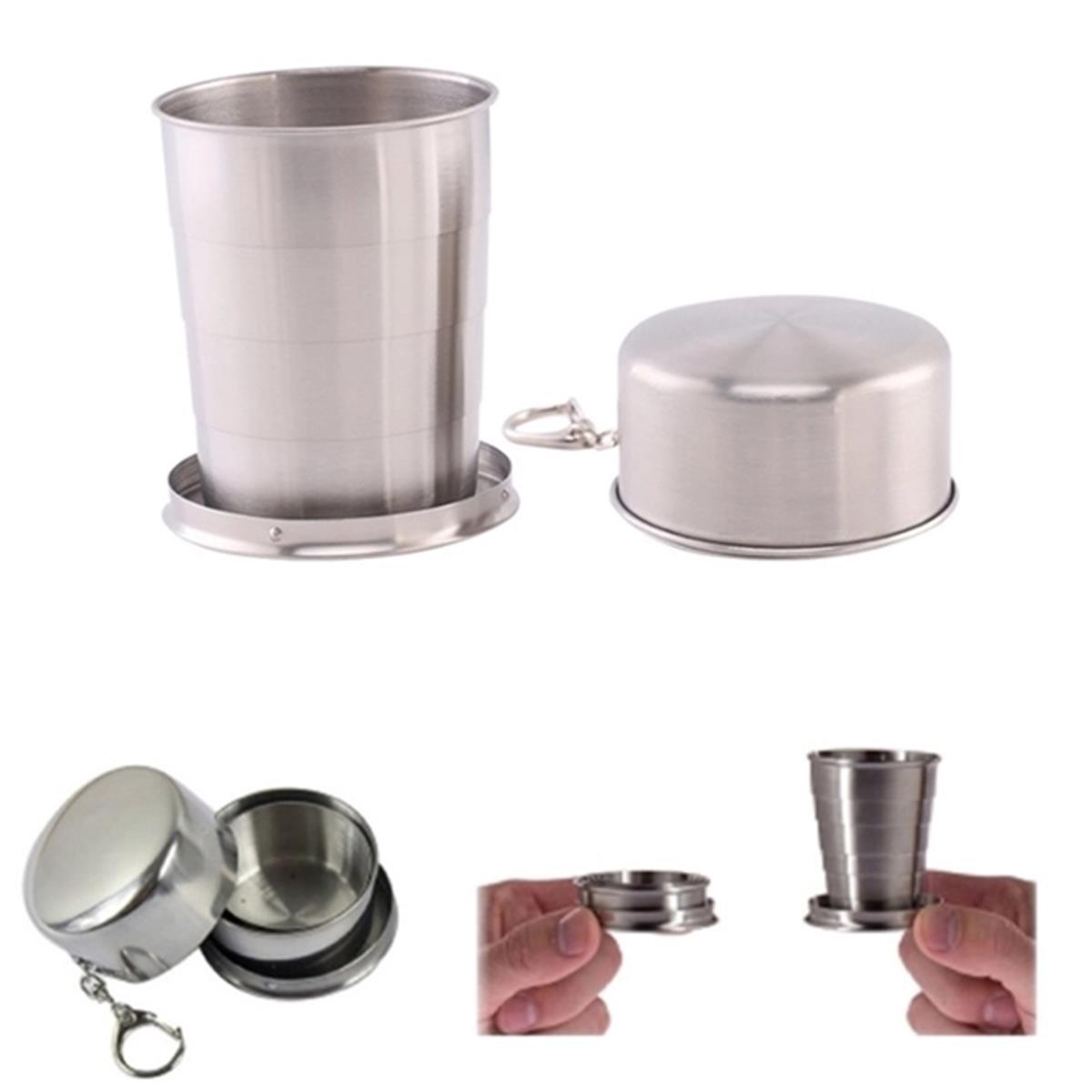 HUPSTL165 2 Oz Stainless Steel Collapsible Shot Cup