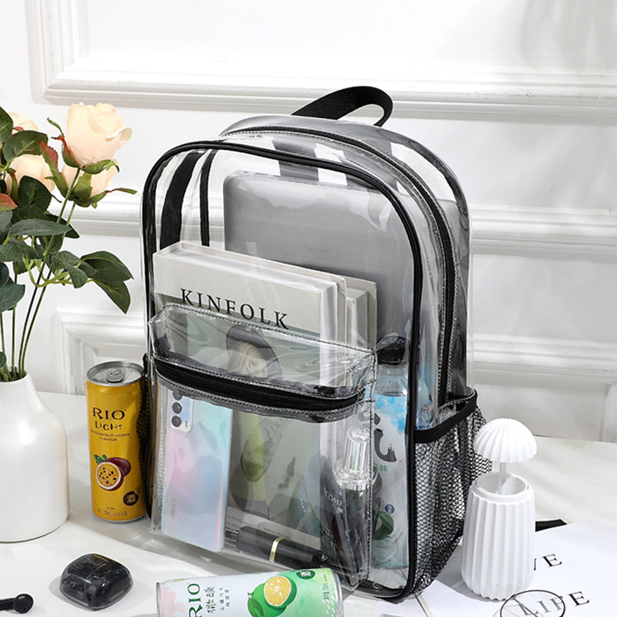 HUPSTL172 Clear Backpack w/ Pocket Front