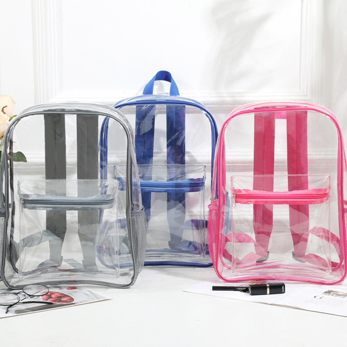 HUPSTL172 Clear Backpack w/ Pocket Front