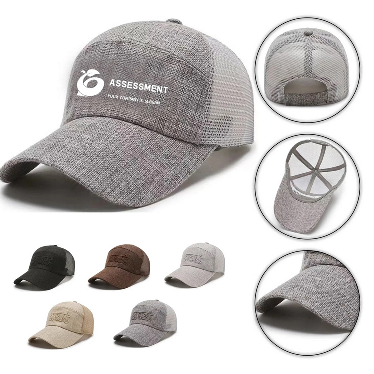 HUPSTL177 Jute Mesh Trucker Snapback Hat