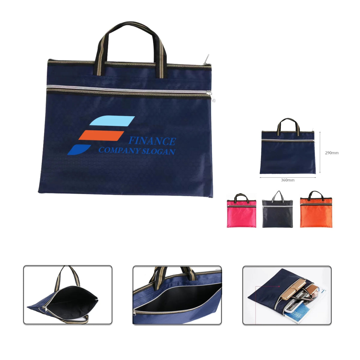HUPSTL197 Portable Canvas File Bag Business Briefcase