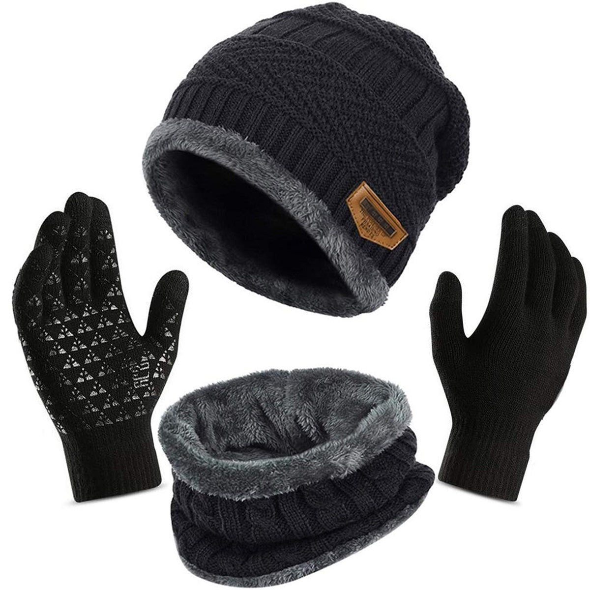 HUPSTL219 Knit Winter Hat Scarf Gloves Kit
