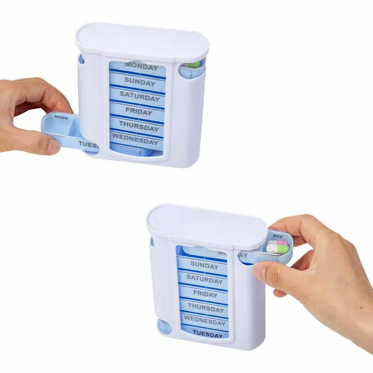 HUPSTL244 Pill Box Portable Tablets Medicine Dispenser