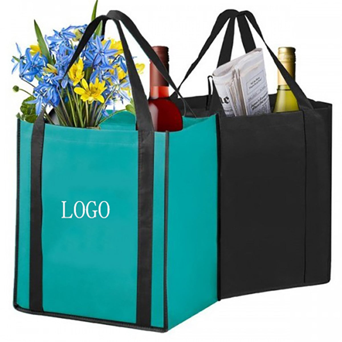 HUPSTL250 Heavy Duty Non-Woven Mesh Groceries Tote Bags