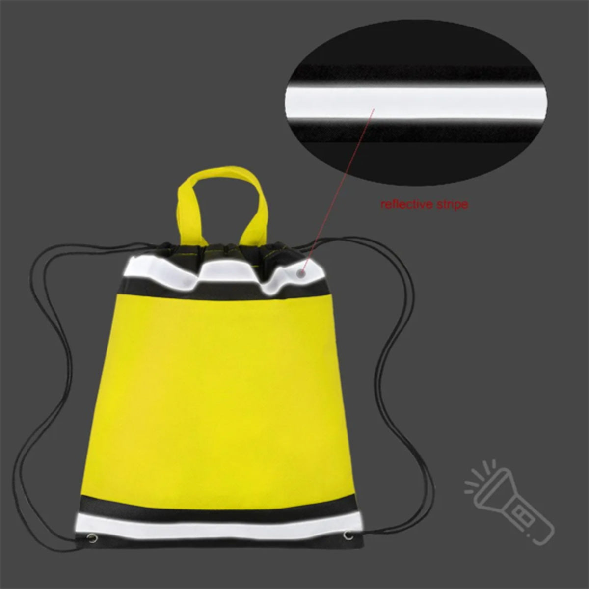HUPSTL251 Reflective Non Woven Drawstring Backpacks