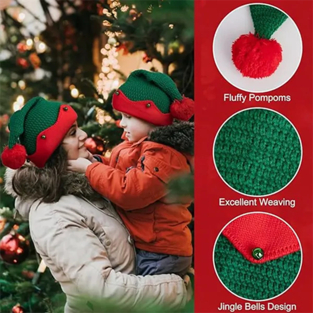 HUPSTL252 Fun Christmas Elf Ears Hat for Kids and Adults