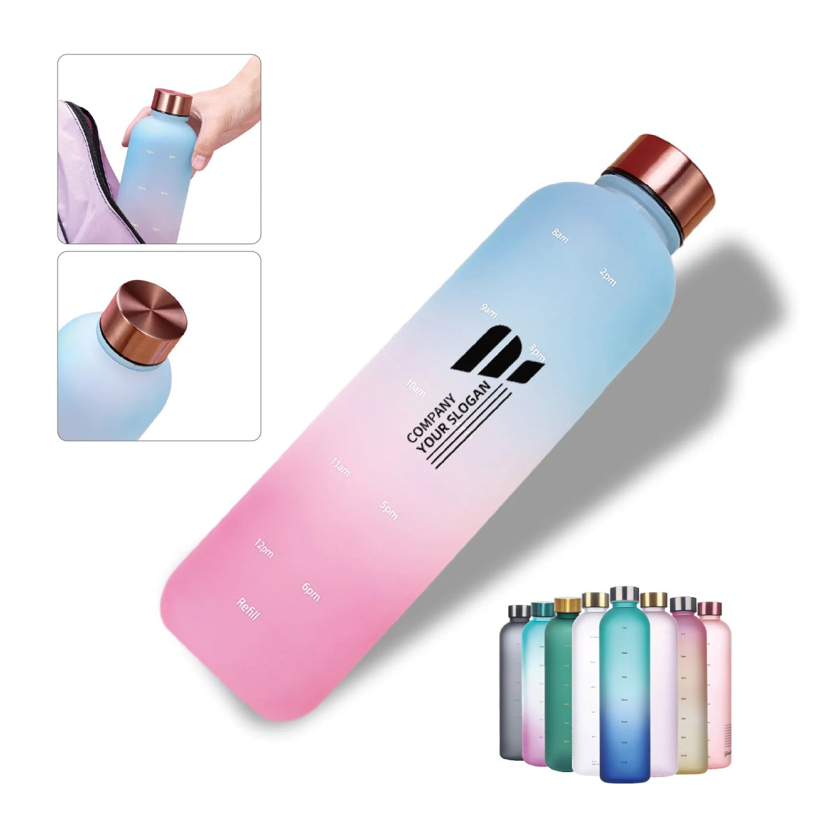 HUPSTL259 32Oz Time Marked Tritan Water Bottle