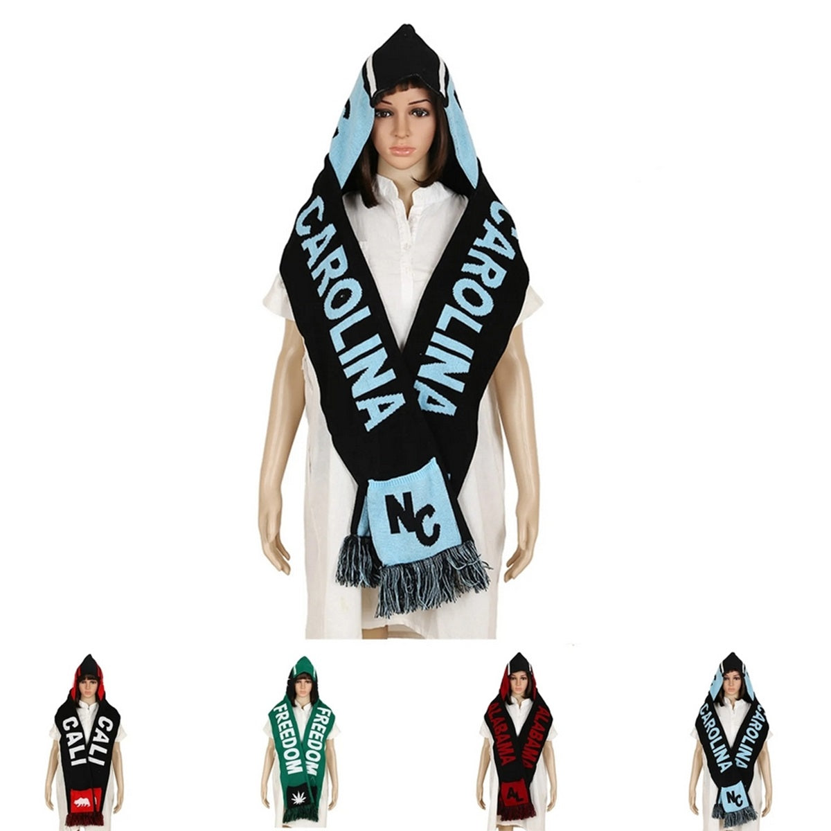 HUPSTL277 Football Team Knit Scarf Connected With Cap