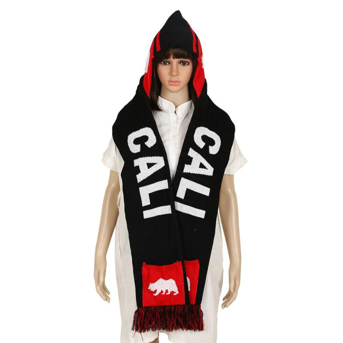 HUPSTL277 Football Team Knit Scarf Connected With Cap