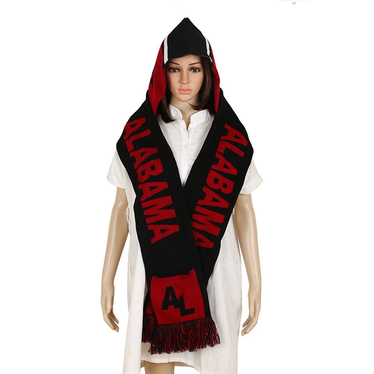 HUPSTL277 Football Team Knit Scarf Connected With Cap