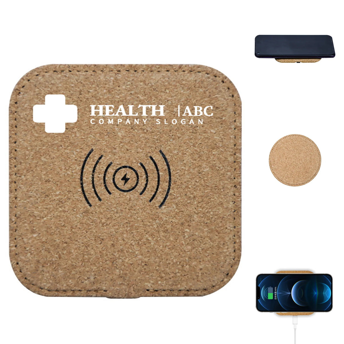 HUPSTL291 Eco-Friendly Square Cork Wireless Charger Pad