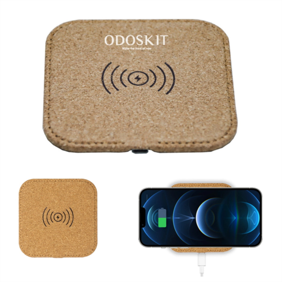 HUPSTL291 Eco-Friendly Square Cork Wireless Charger Pad