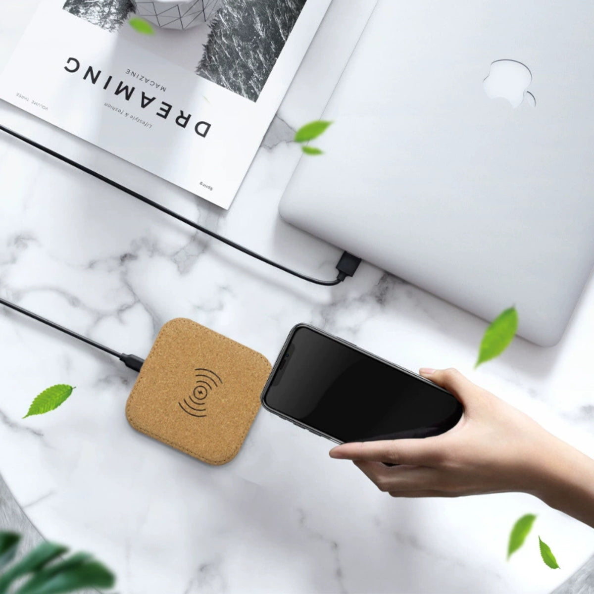 HUPSTL291 Eco-Friendly Square Cork Wireless Charger Pad
