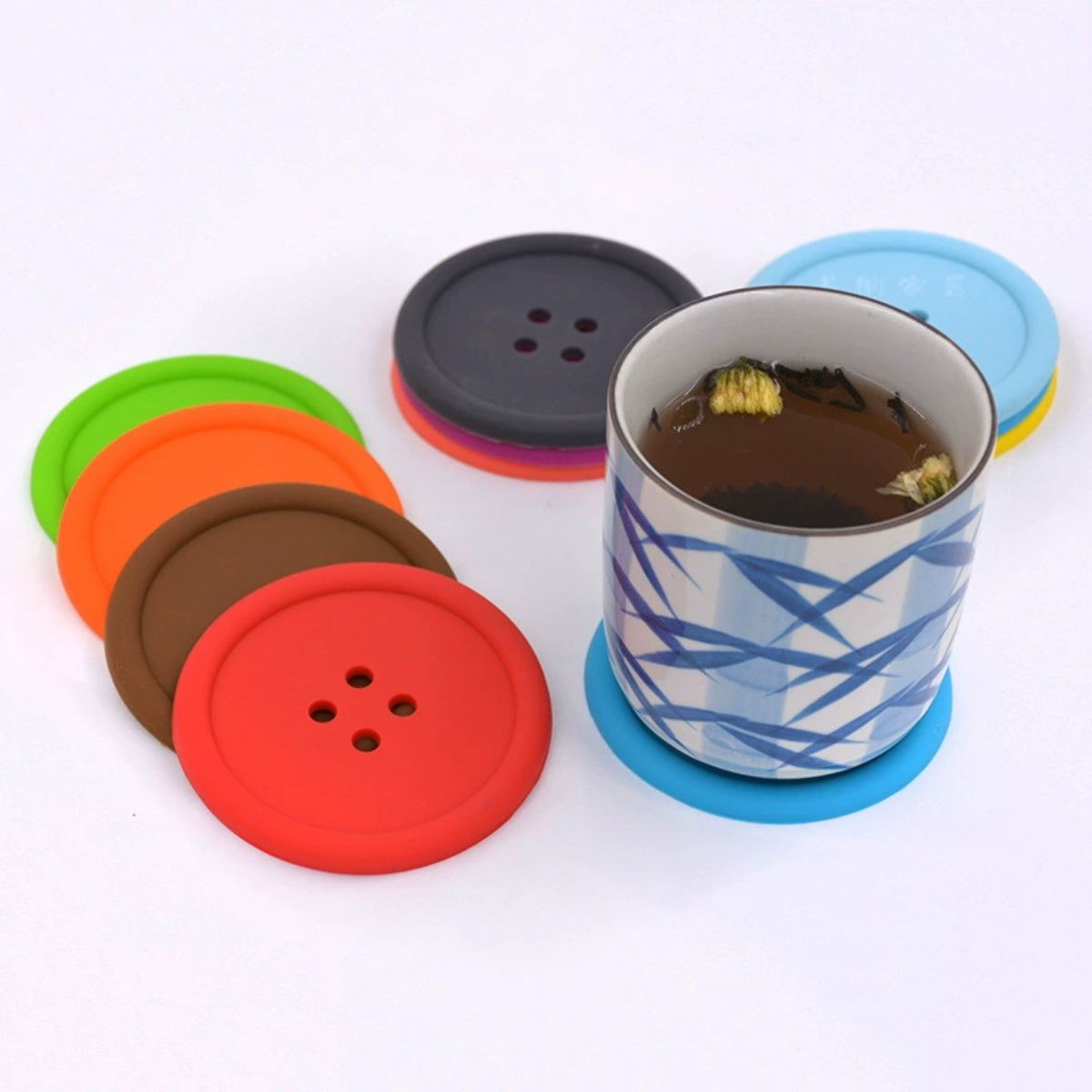 HUPSTL295 Silicone Button Coaster Drink Placemat