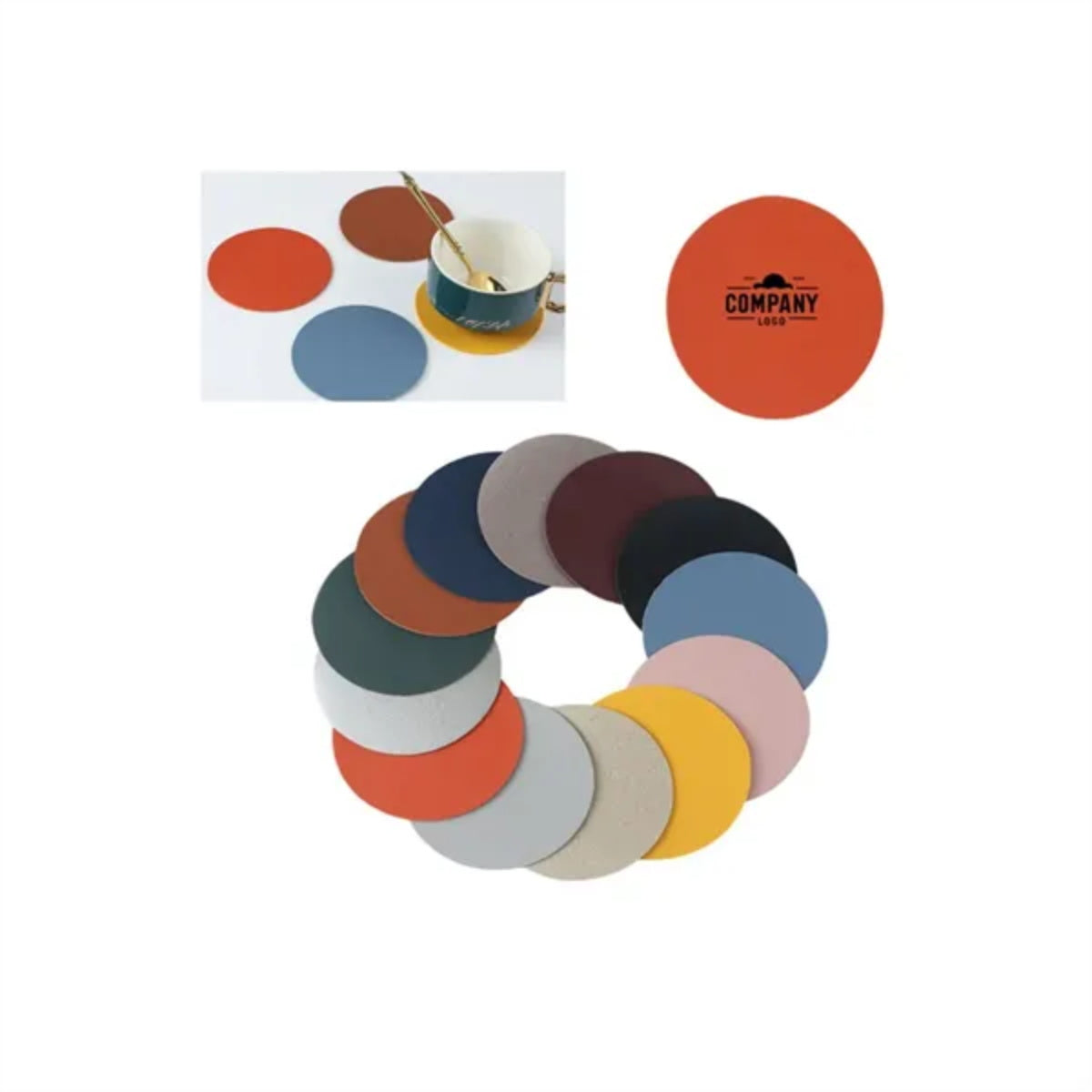 HUPSTL296 Pu Leather Round Coaster