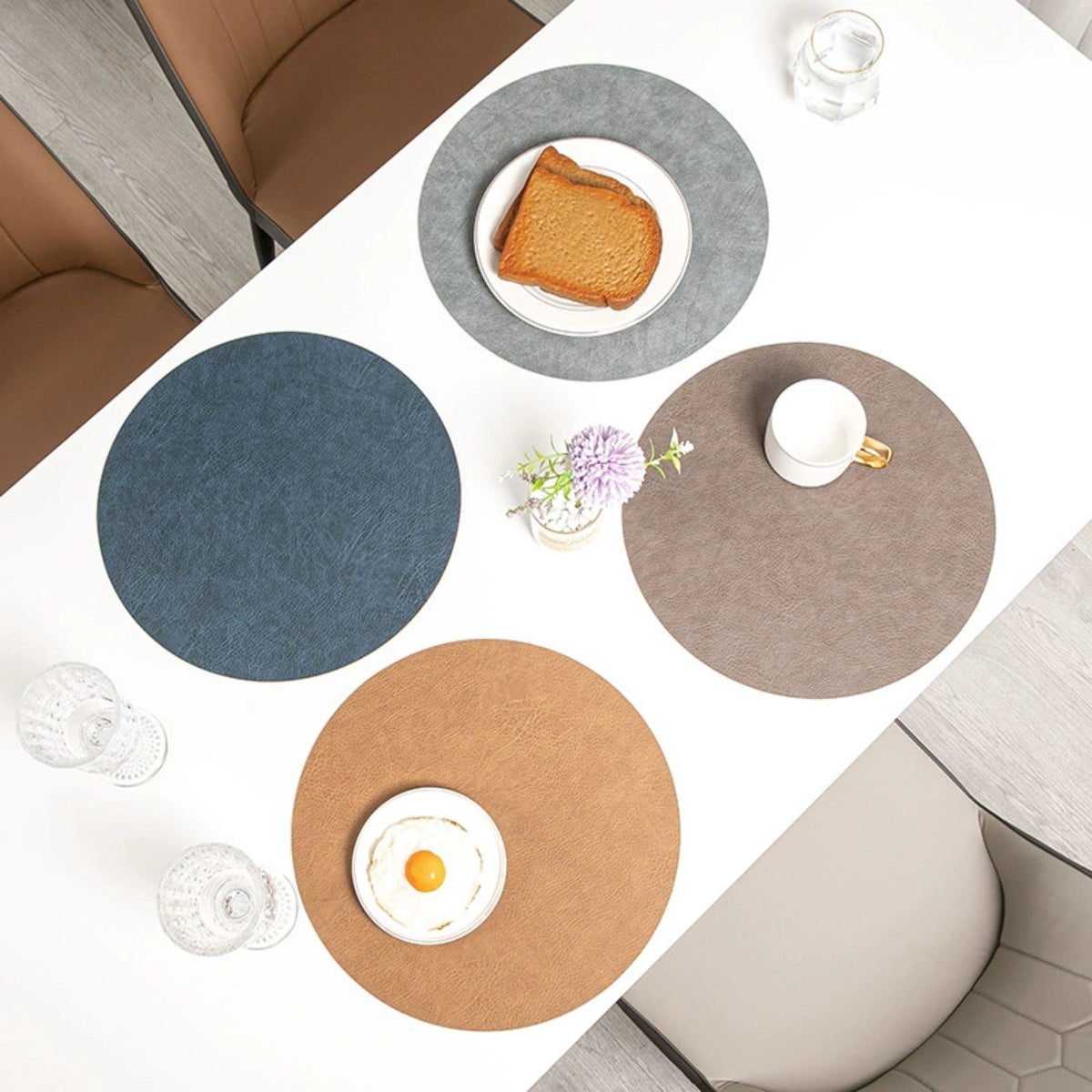 HUPSTL296 Pu Leather Round Coaster