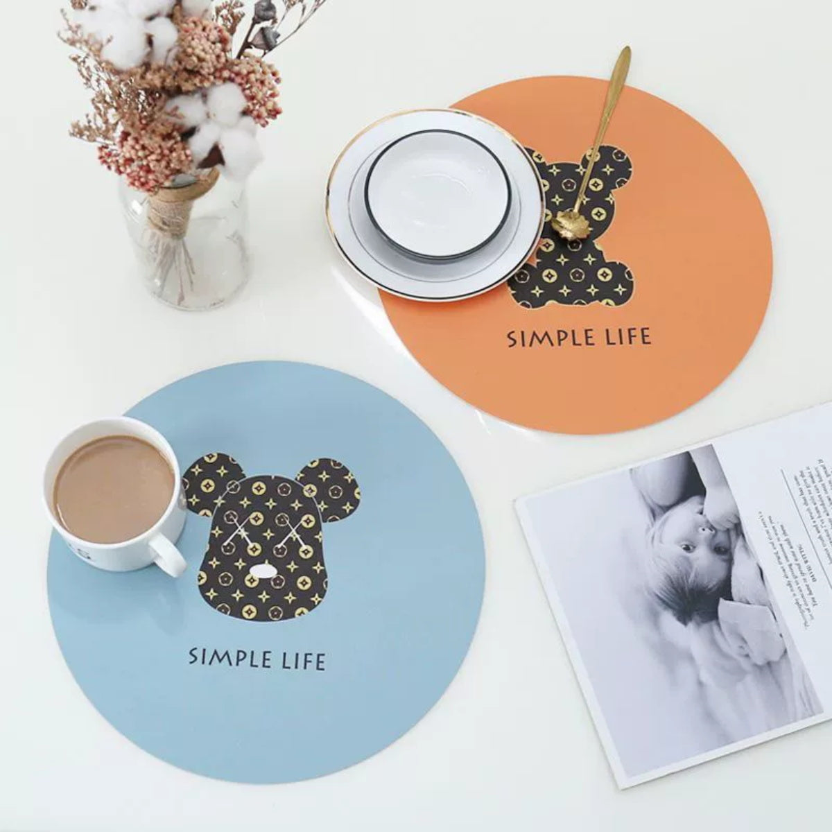 HUPSTL296 Pu Leather Round Coaster