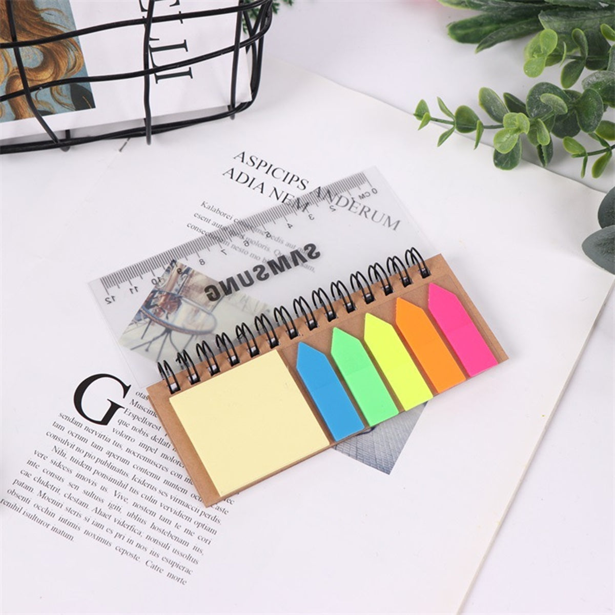 HUPSTL304 Sticky Book With Ruler