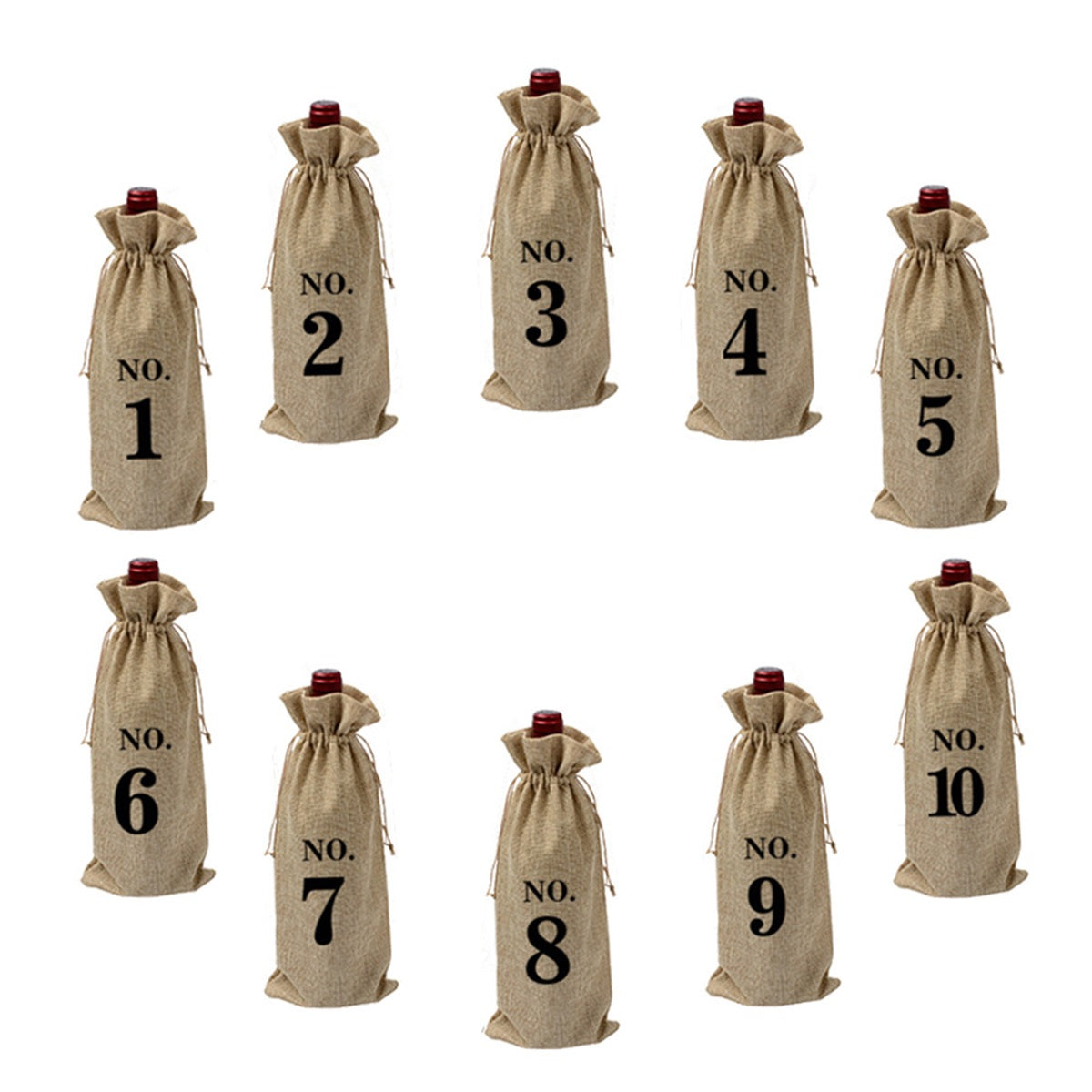 HUPSTL306 Linen Drawstring Wine Bag