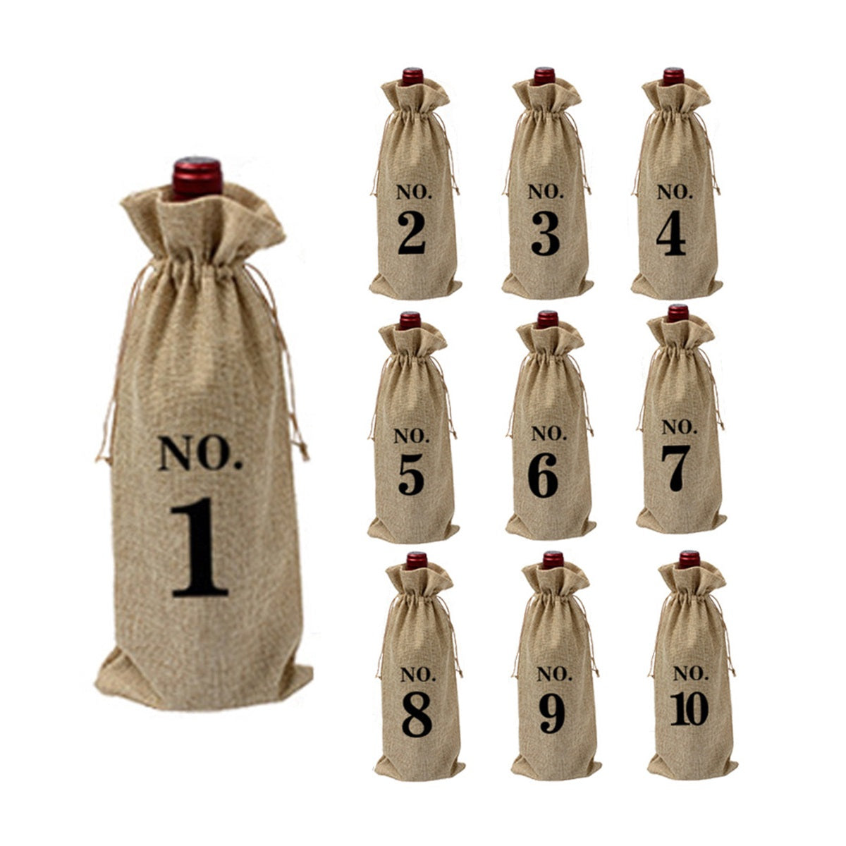 HUPSTL306 Linen Drawstring Wine Bag