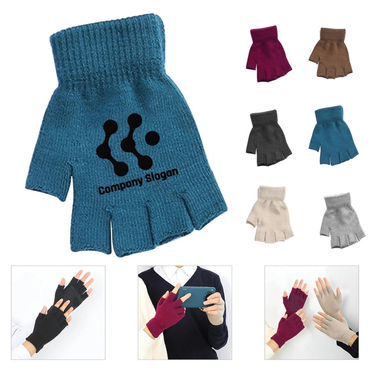 HUPSTL307 Fingerless Knitted Gloves