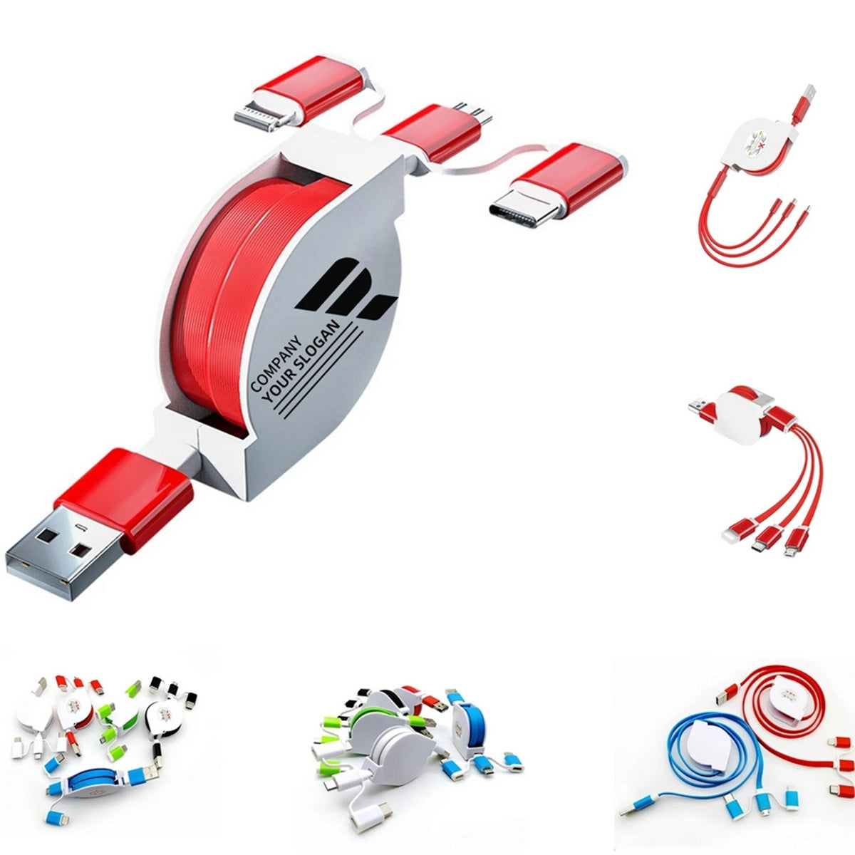 HUPSTL308 Portable 3-In-1 Retractable Charge Cable