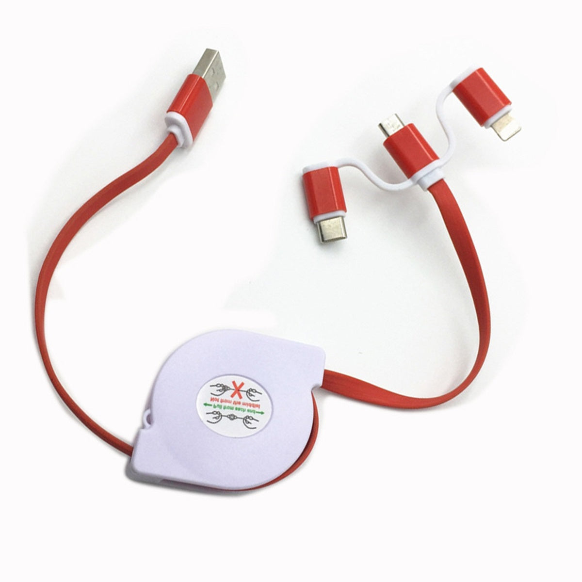 HUPSTL308 Portable 3-In-1 Retractable Charge Cable