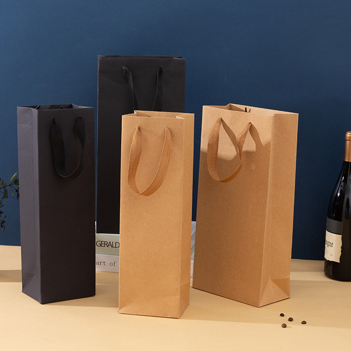 HUPSTL314 Paper Single Bottle Wine Tote Bag
