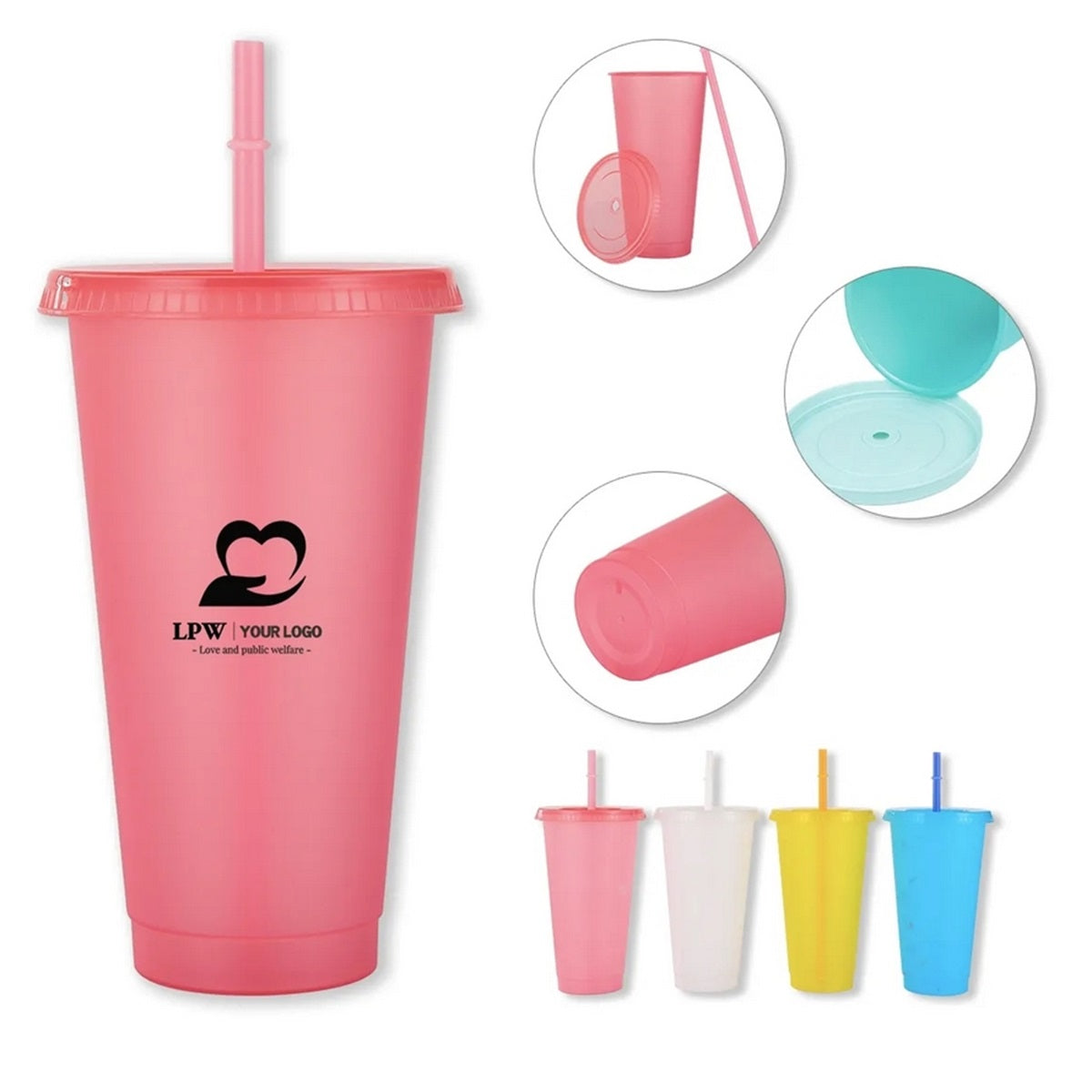 HUPSTL318 24Oz Reusable Cold Color Changing Cups