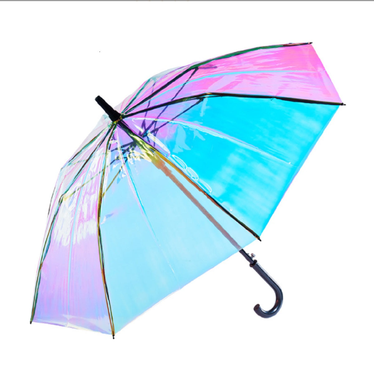 HUPSTL319 SC Holographic Iridescent Transparent Umbrella