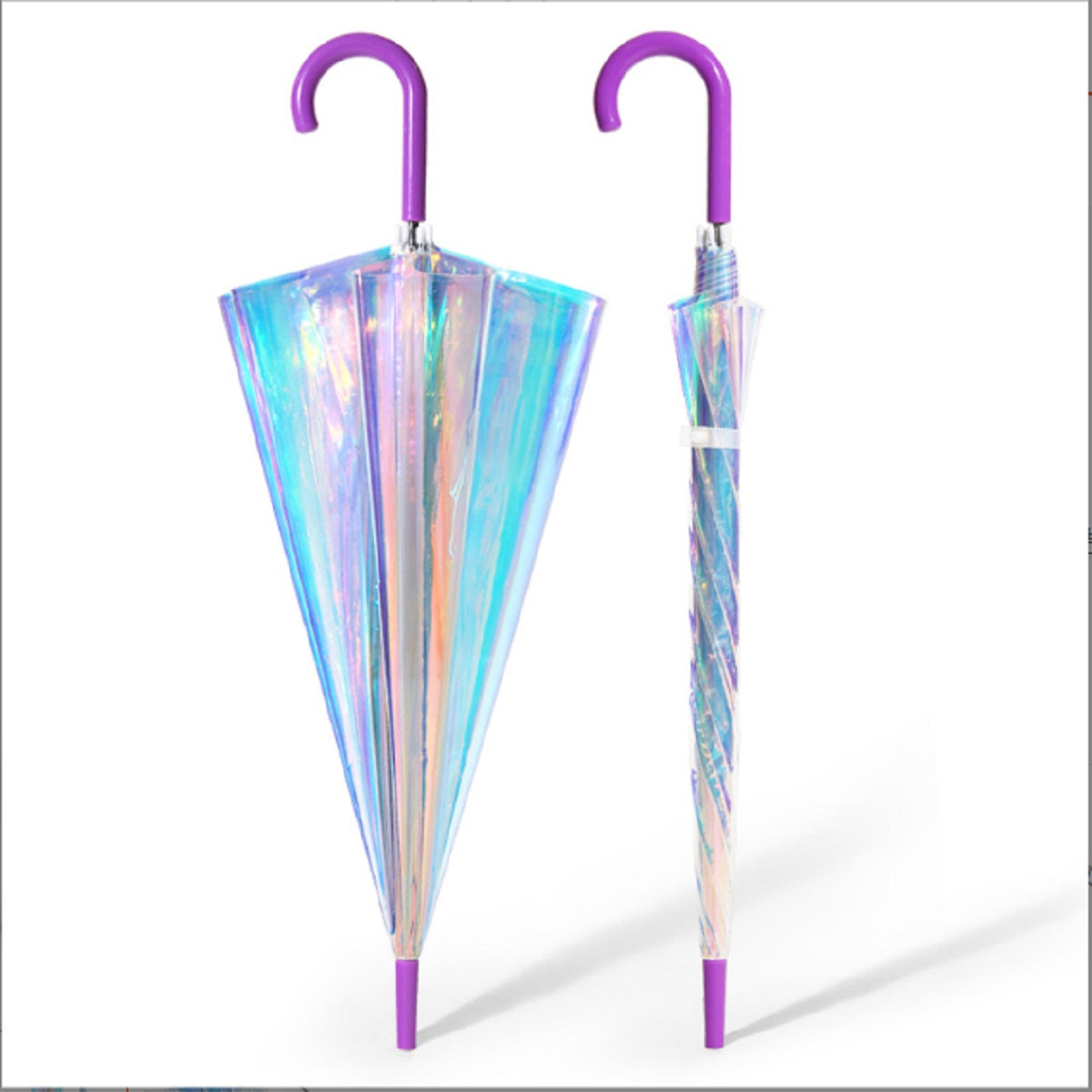 HUPSTL319 SC Holographic Iridescent Transparent Umbrella