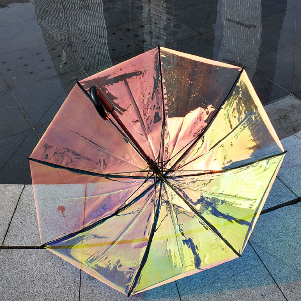 HUPSTL319 SC Holographic Iridescent Transparent Umbrella