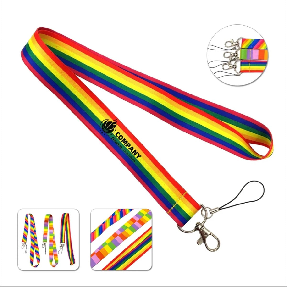 HUPSTL320 3/4" Pride Dye Sublimation Lanyard w/Phone Attachment