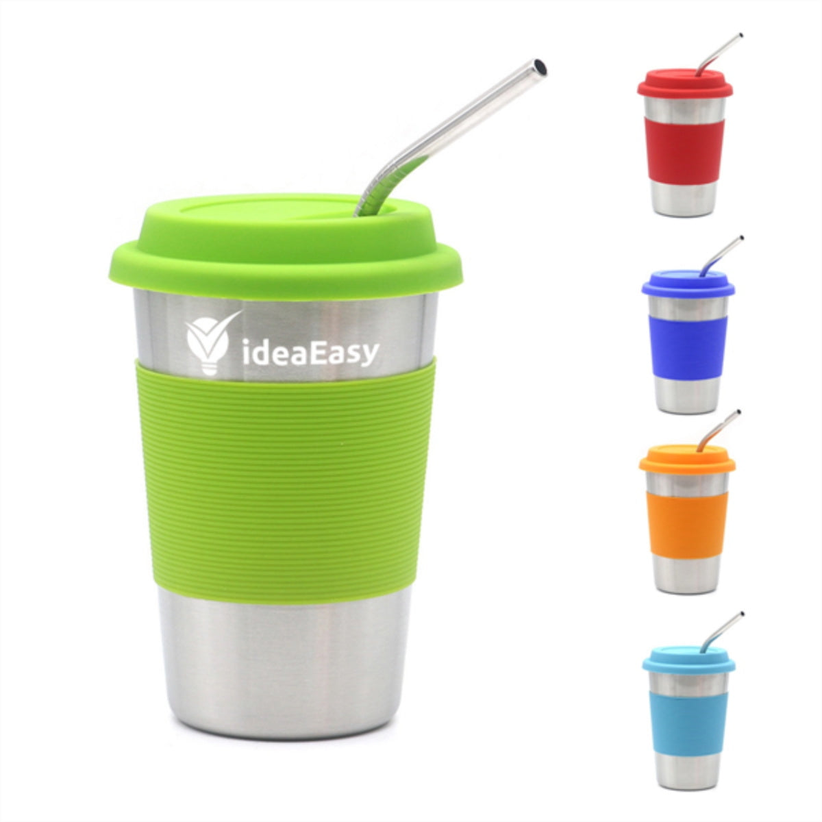 HUPSTL329 12 oz Thermal Coffee Mug W/Silicone Lid & Insulated Band