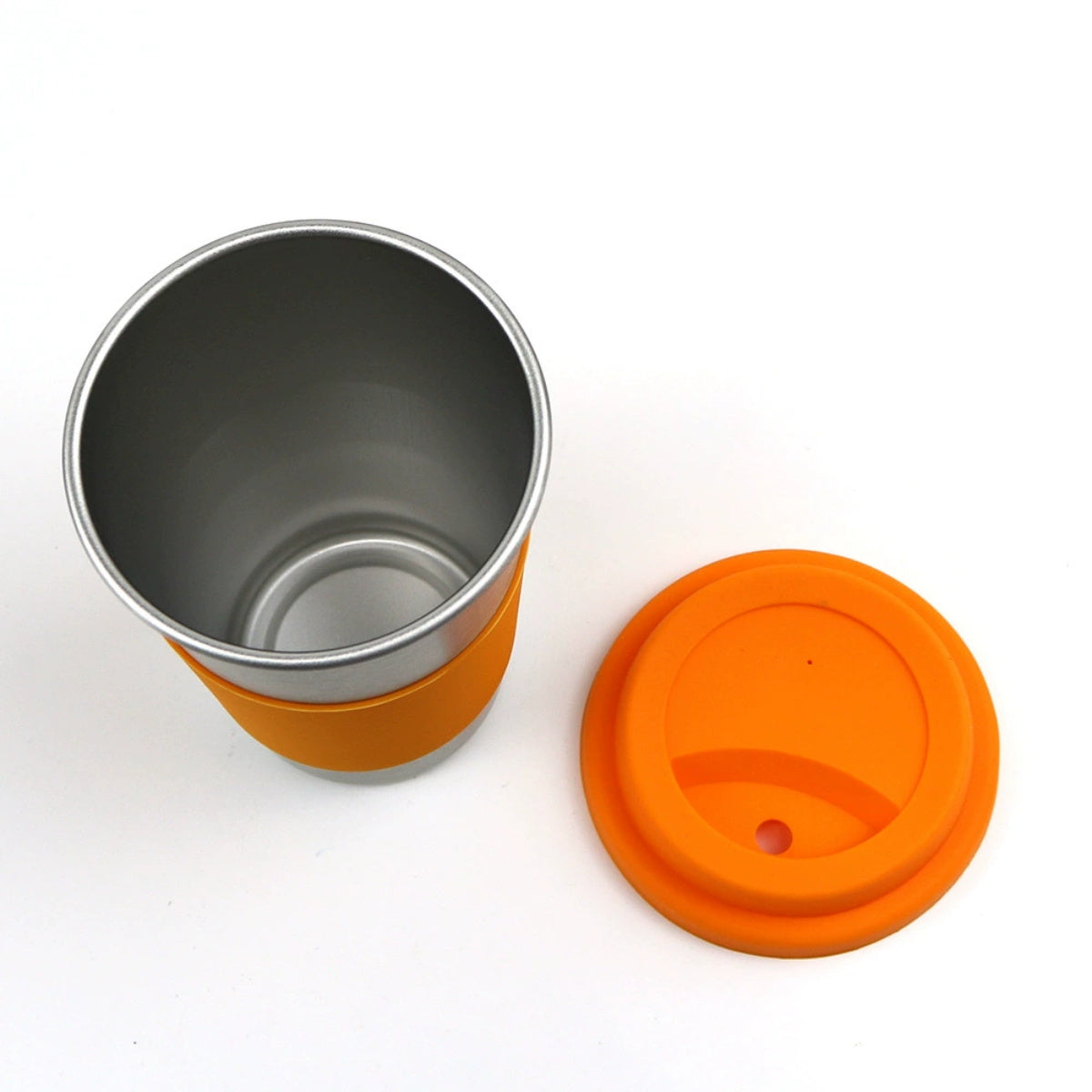 HUPSTL329 12 oz Thermal Coffee Mug W/Silicone Lid & Insulated Band