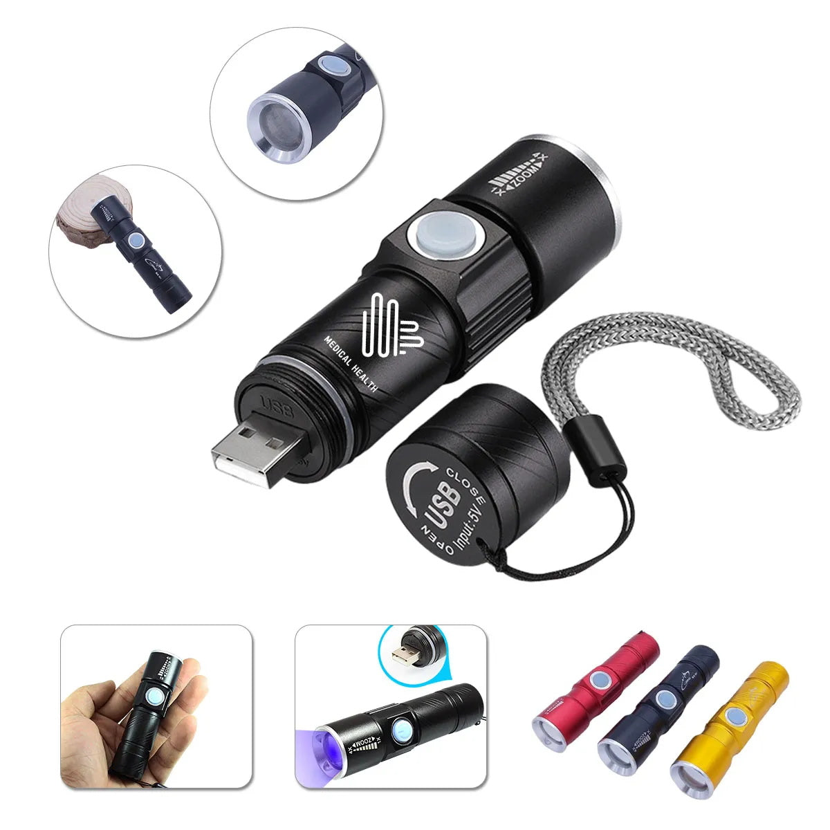 HUPSTL337 USB Rechargeable Flashlight